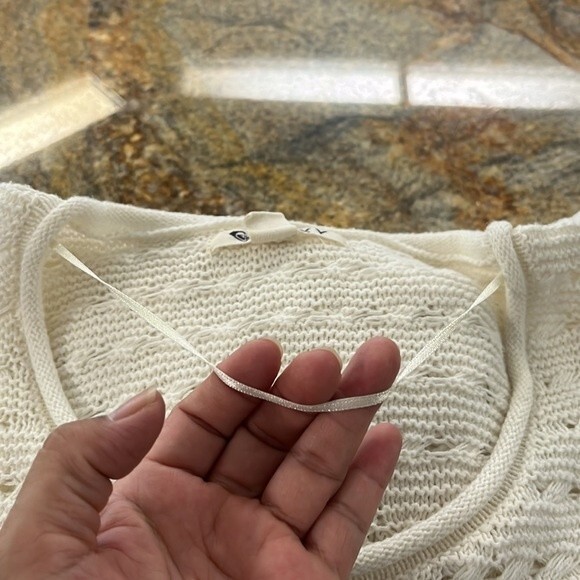 Roxy Womans White Sweater Boho Boxy Beachy Medium - Picture 11 of 11